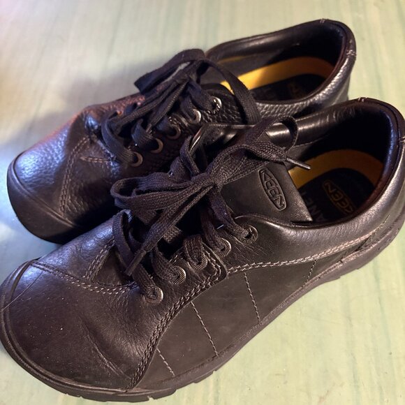 Womens Keen Black Leather Presidio Hiking Comfort Sneakers  Size 8 - Picture 1 of 10